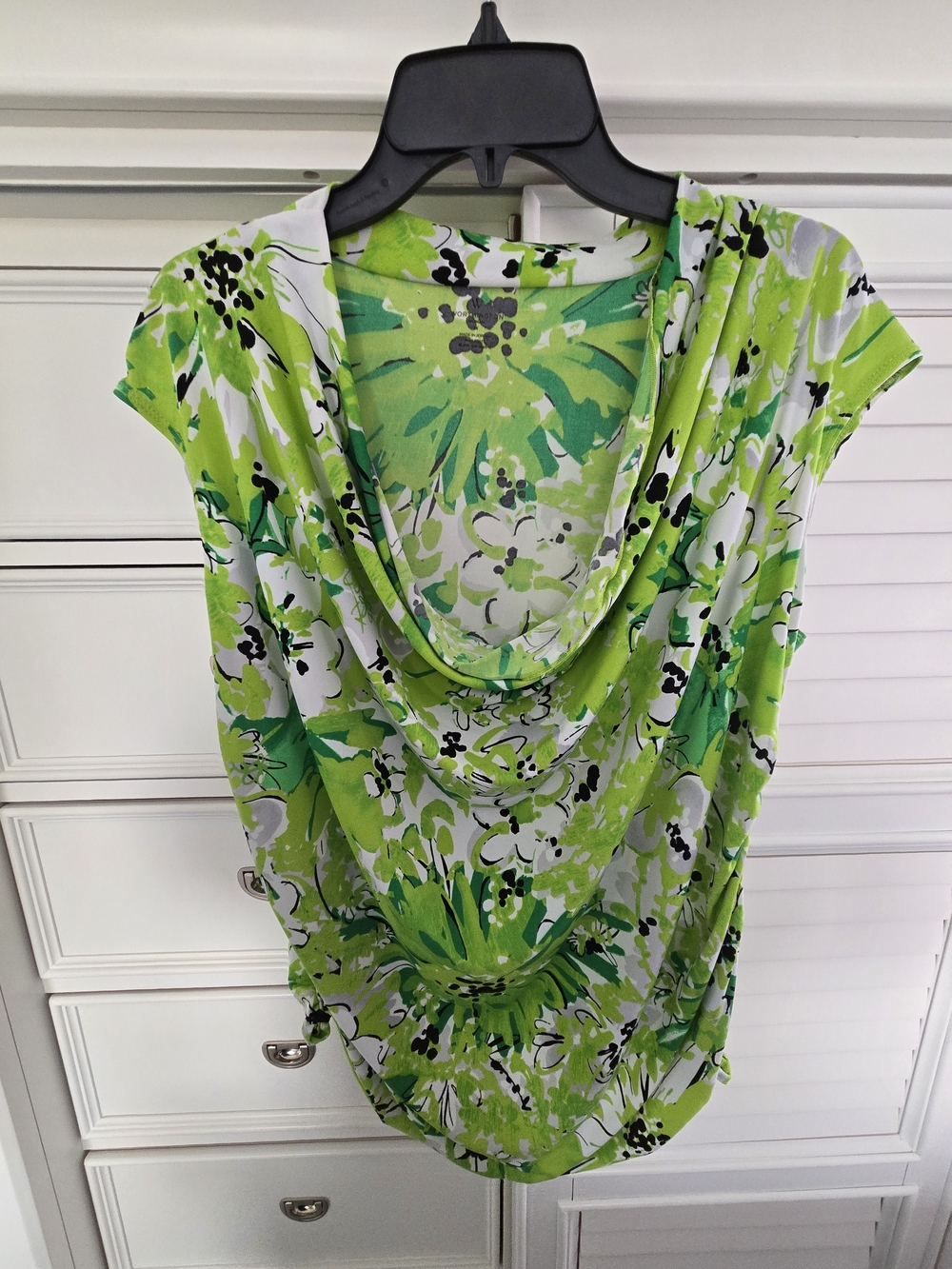 Worthington Lime Green Floral Cowl Neck Blouse